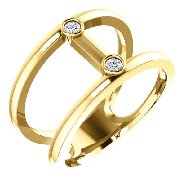 Diamond Two-Stone Negative Space Ring, 14k Yellow Gold, Size 7 (.06 Ctw, G-H Color, I1 Clarity)