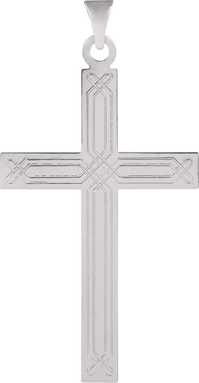 Inlay Passion Cross 14k White Gold Pendant