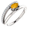 Citrine and Diamond Bypass Ring, Sterling Silver (.125 Ctw, G-H Color, I1 Clarity)