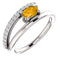 Citrine and Diamond Bypass Ring, Sterling Silver (.125 Ctw, G-H Color, I1 Clarity)