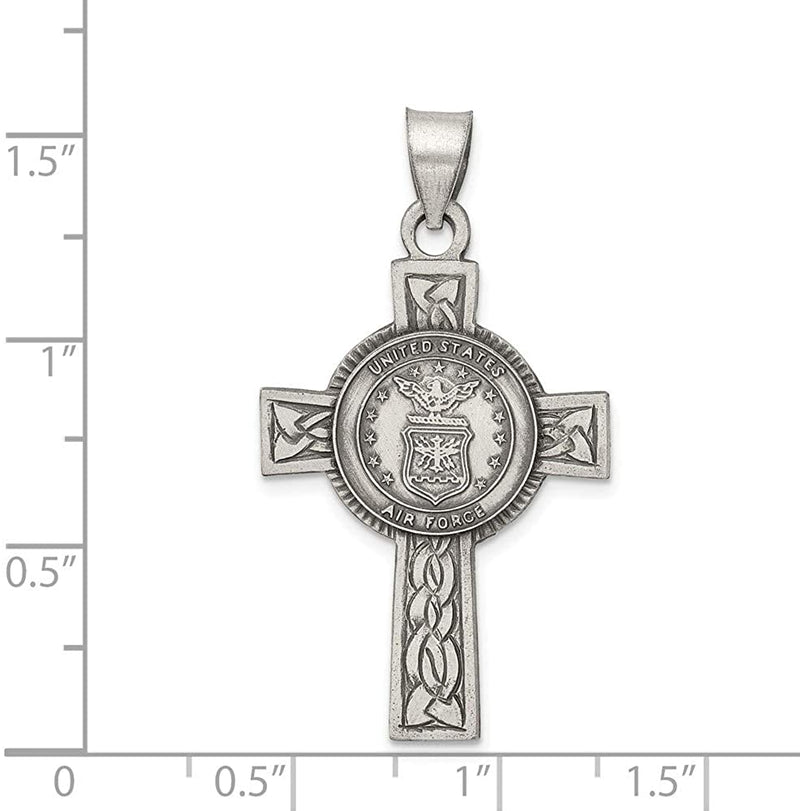 Sterling Silver St. Christopher US Air Force Cross Pendant, 1.50x.79 Inches (38X20 MM)