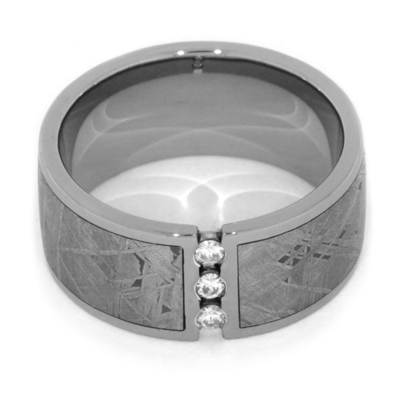 Charles & Colvard Moissanite,Gibeon Meteorite 11mm Comfort Fit Titanium Wedding Band, Size 10