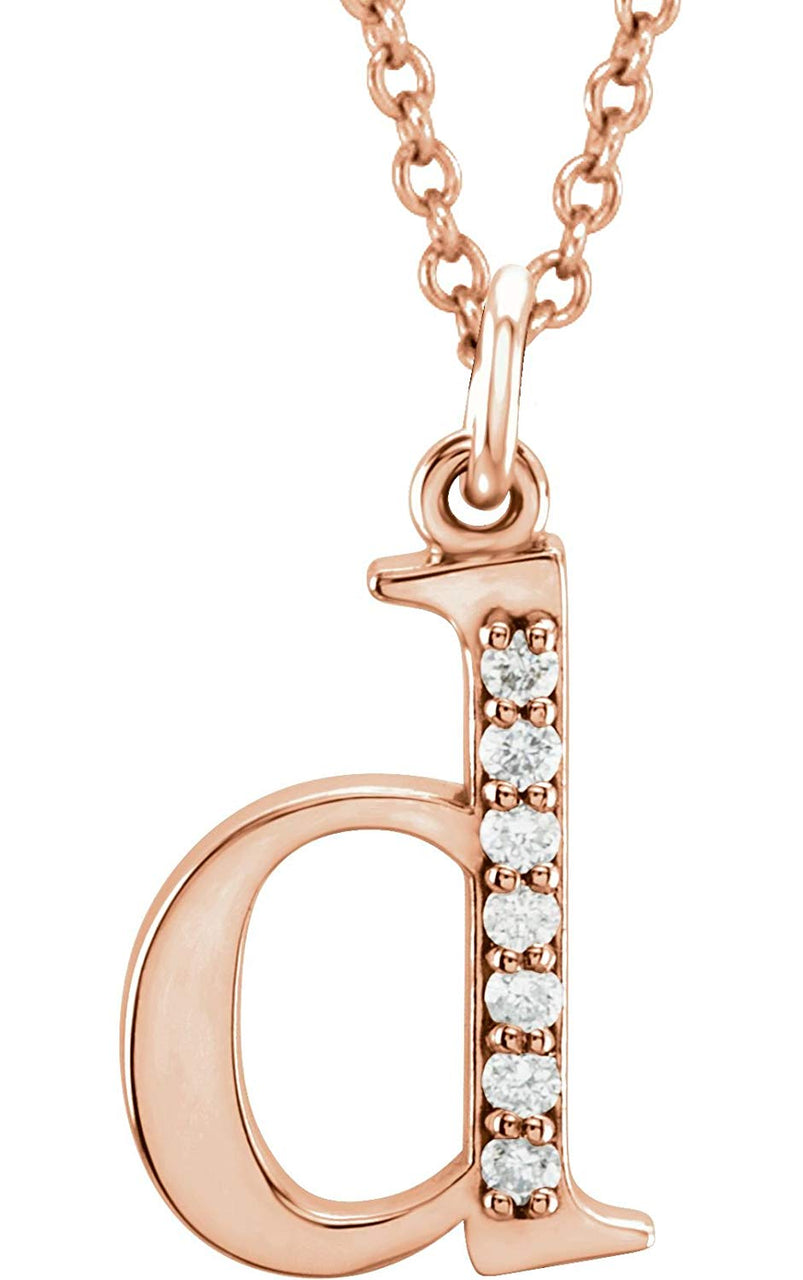 Diamond Initial 'd' Lowercase Alphabet Letter 14k Rose Gold Pendant Necklace, 16" (.03 Ctw GH, I1)