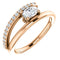 White Sapphire and Diamond Bypass Ring, 14k Rose Gold (.125 Ctw, G-H Color, I1 Clarity)