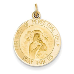 14k Yellow Gold Our Lady Of Perpetual Help Medal Pendant (25X18MM)