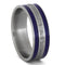 Meteorite, Blue Enamel Inlay 8mm Comfort-Fit Brushed Titanium Band