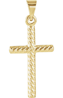 Rope Cross 14k Yellow Gold Pendant (12.3X8.5 MM)