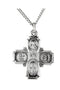 Sterling Silver Four-Way Cross Medal Necklace, 24" (25x24 MM)