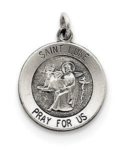 Sterling Silver Antiqued Saint Luke Medal (20X15MM)