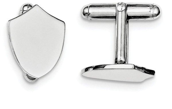 Rhodium-Plated Sterling Silver Bullet Back Cuff Links, 17X13MM