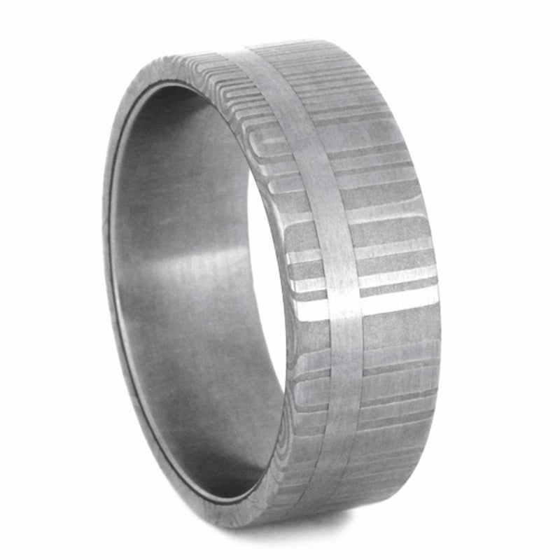 Damascus Steel Matte Comfort-Fit Stainless Steel Sleeve Couples Wedding Band Set