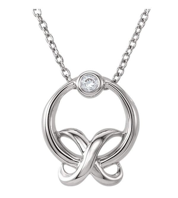 The Men's Jewelry Store (for HER) Diamond 'XO' Sterling Silver Pendant Necklace,18" (.03 Cttw)