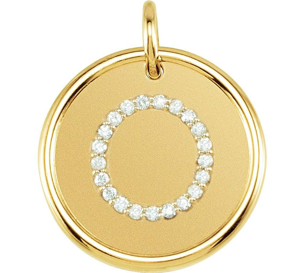 Diamond Initial "O" Pendant, 14k Yellow Gold (0.1 Ctw, Color GH, Clarity I1)