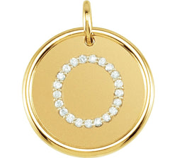 Diamond Initial "O" Round Pendant, 18k Yellow Gold-Plated Sterling Silver (0.1 Ctw, Color GH, Clarity I1)