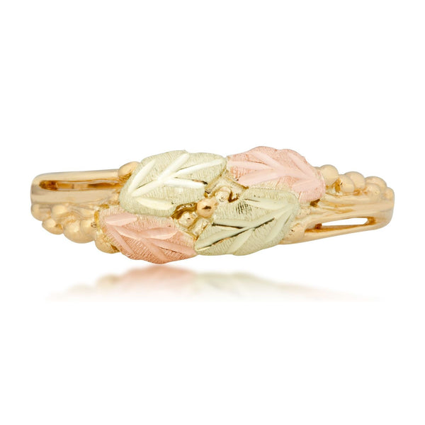 Four Frosty Leaf Ring, 10k Yellow Gold, 12k Green and Rose Gold Black Hills Gold Motif