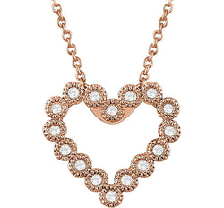 Diamond Heart 14k Rose Gold Pendant Necklace, 18" (1/8 Cttw)