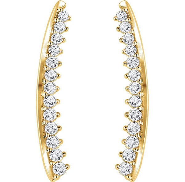 Diamond Ear Climbers, 14k Yellow Gold (0.33 Ctw, H+ Color, I1 Clarity)