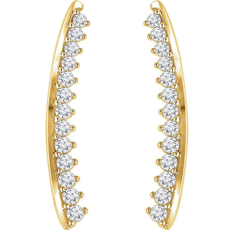 Diamond Ear Climbers, 14k Yellow Gold (0.33 Ctw, H+ Color, I1 Clarity)