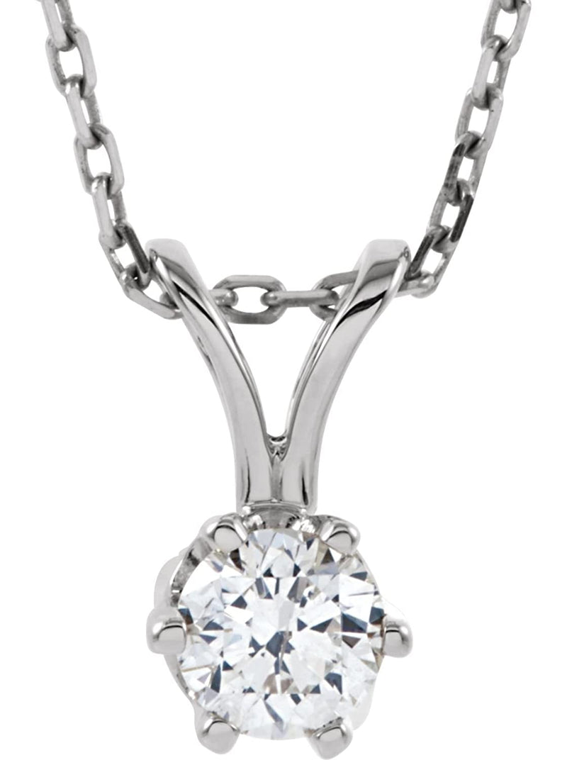 Diamond Solitaire Pendant Necklace, Rhodium Plate 14k White Gold, 18" (1/4 Ctw, GH Color, I1 Clarity)