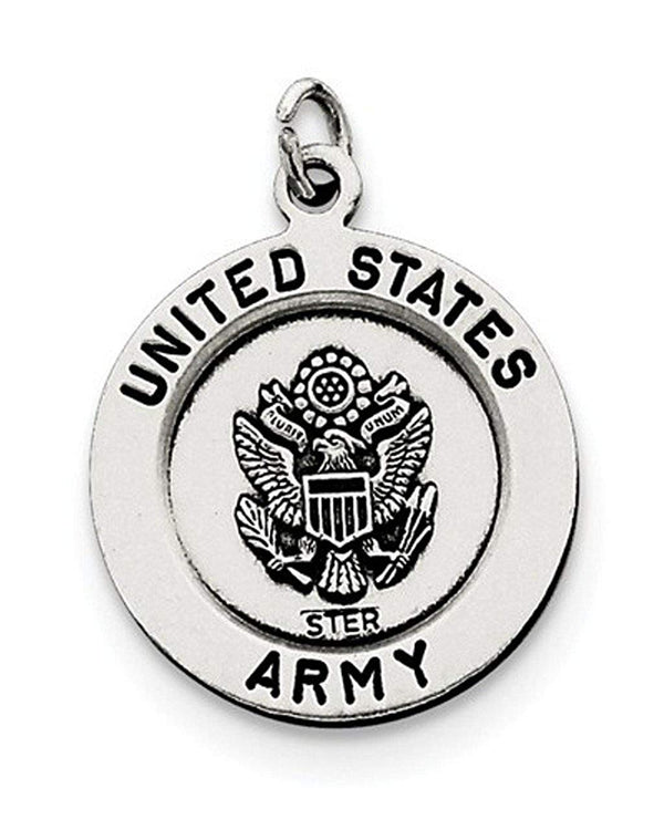 Sterling Silver Antiqued Saint Michael Army Medal (26X20MM)