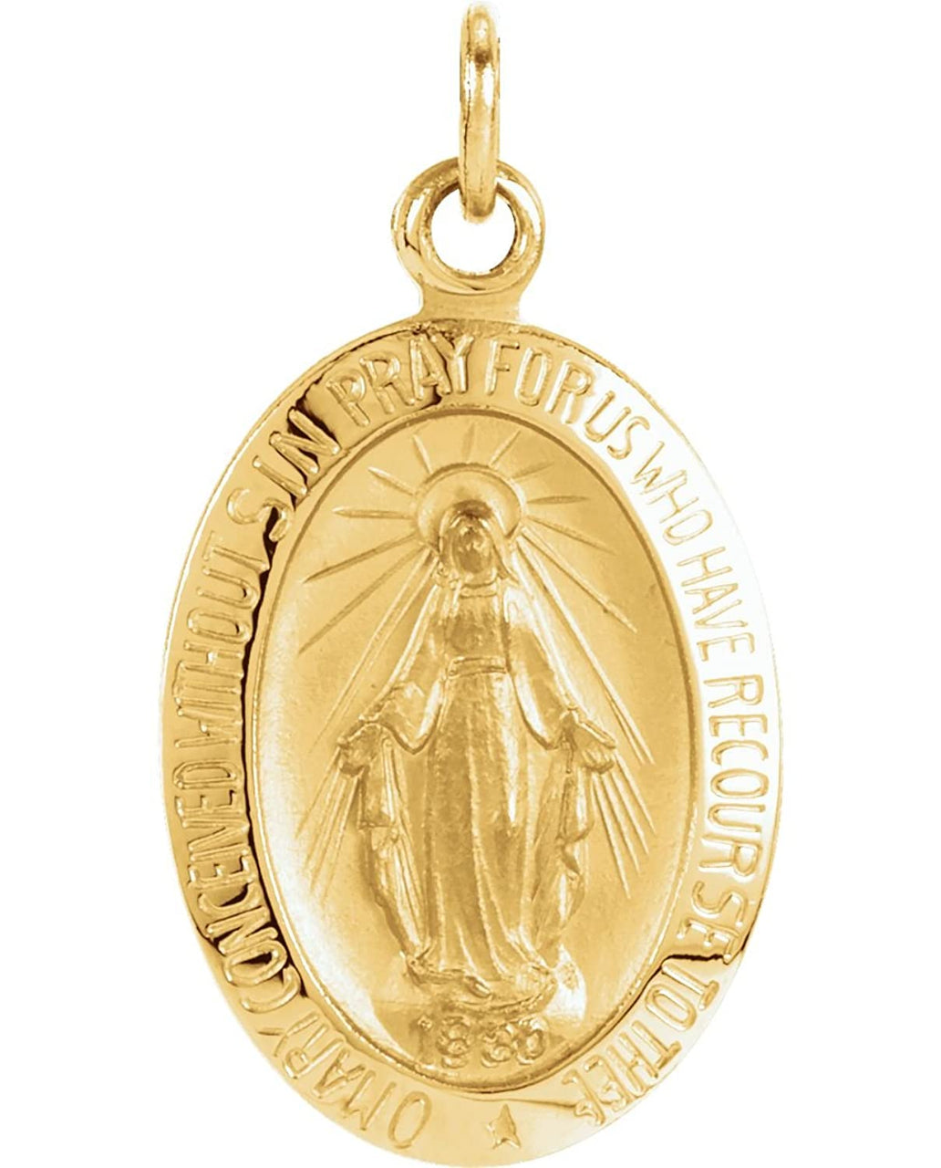 14k Yellow Gold Oval Miraculous Medal (14.75x11 MM)