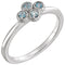 Aquamarine Quatrefoil Ring, Rhodium-Plated 14k White Gold, Size 6