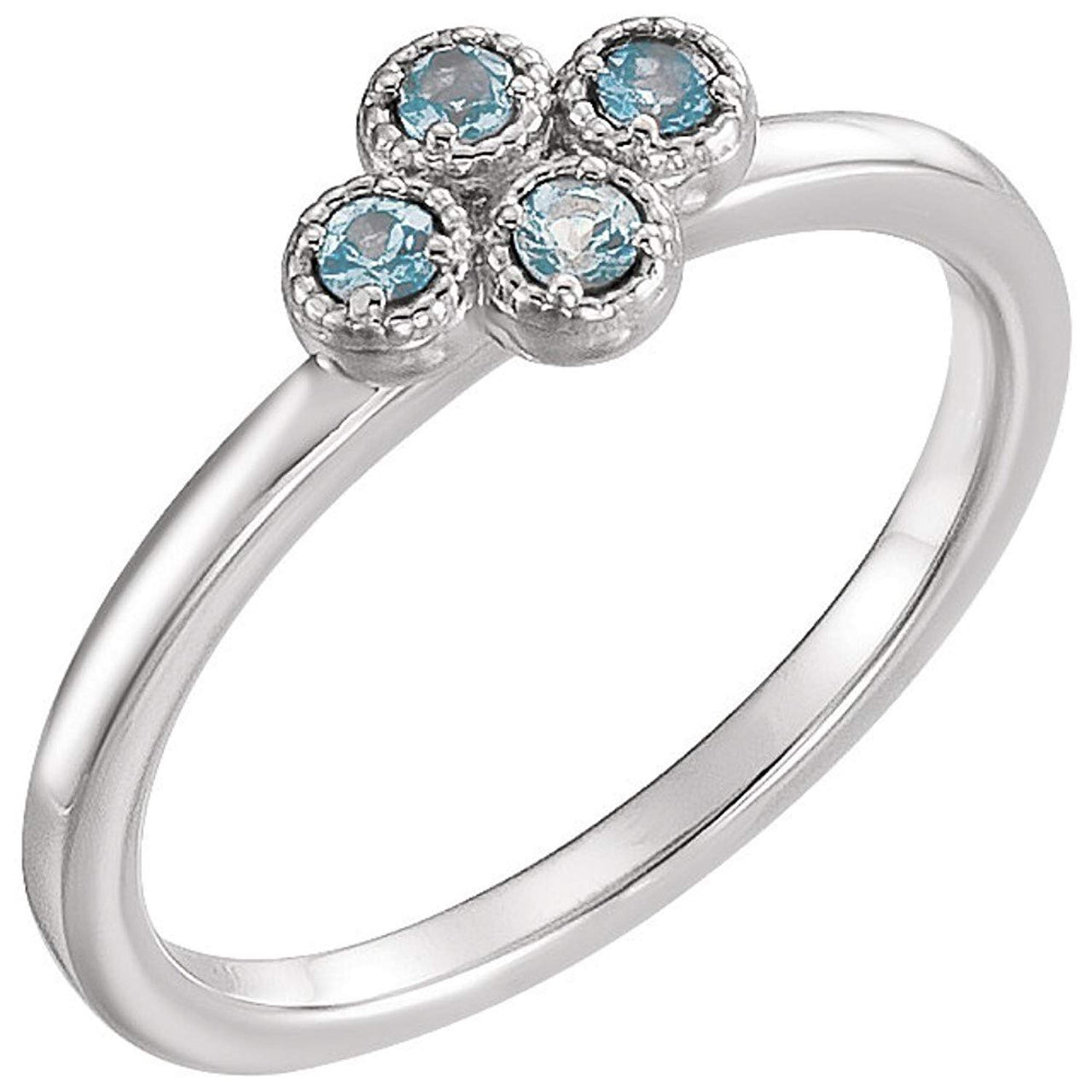 Platinum Aquamarine Quatrefoil Ring