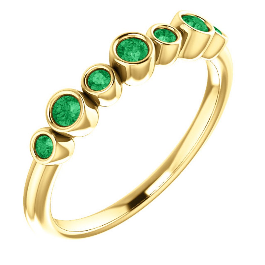 Emerald 7-Stone 3.25mm Ring, 14k Yellow Gold