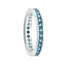 The Men's Jewelry Store (for HER) Aqua Blue CZ Mirror Polished Rhodium Plated Sterling Silver Eternity Ring