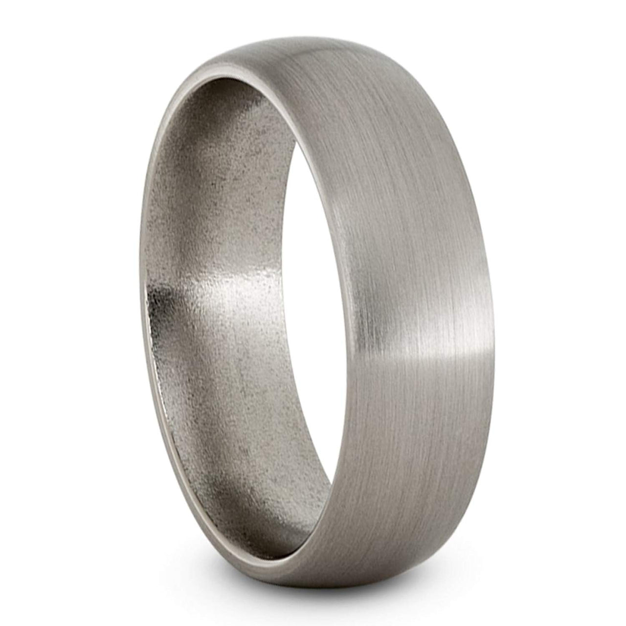 Satin Titanium 7mm Comfort-Fit Dome Wedding Band