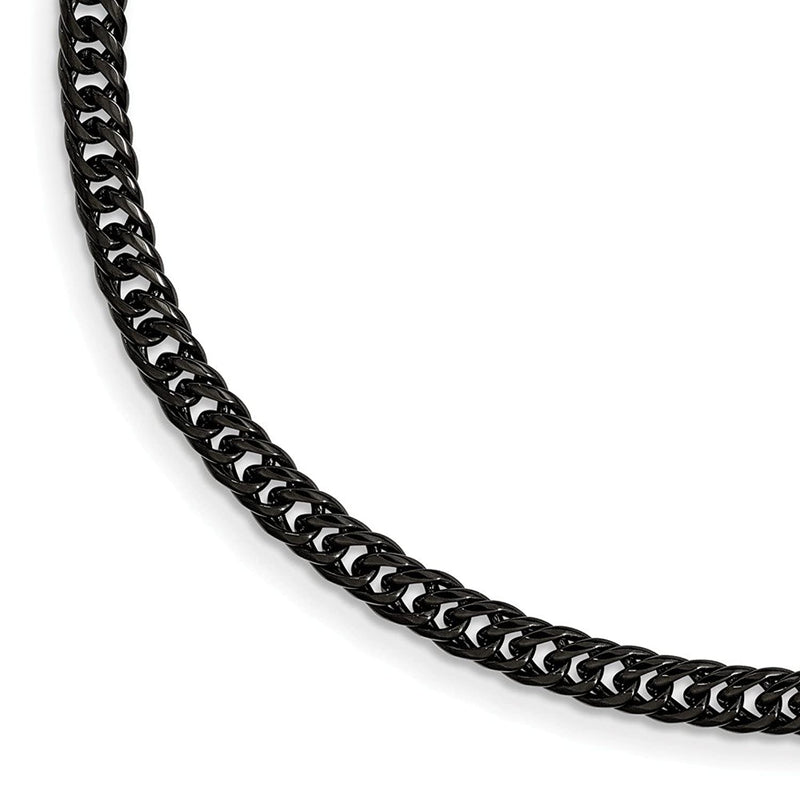 Men's Polished Stainless Steel Black IP-Plated Double Curb Chain Bracelet, 9"