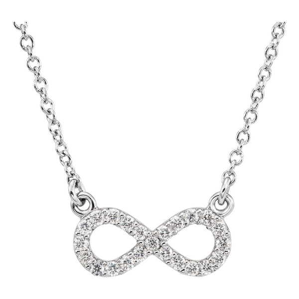 Diamond Infinity Platinum Pendant Necklace, 16.5" (1/8 Cttw)