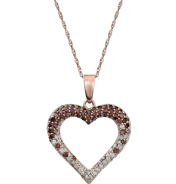 Diamond Heart 14k Rose Gold Pendant Necklace, 18" (.50 Cttw)