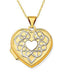 Rhodium Plate 14k Yellow Gold Filligree Heart Reversible Locket Necklace, 20"