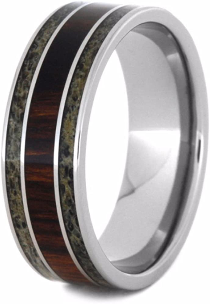 Deer Antler, Ironwood 8mm Comfort-Fit Titanium Wedding Band, Size 9