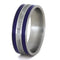 Meteorite, Blue Enamel Inlay 8mm Comfort-Fit Brushed Titanium Band