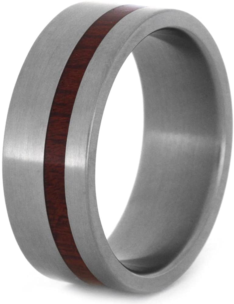 Matte Titanium 8mm Comfort-Fit Bloodwood Band and Sizing Ring, Size, 9