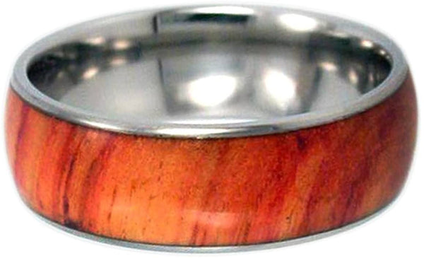 Tulip Wood Inlay 8mm Comfort Fit Titanium Wedding Ring, Size 10.5