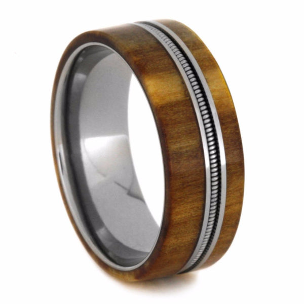 Bass Guitar String, Rowan Wood 8mm Comfort-Fit Titanium Wedding Band, Size 13.25