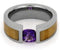 Tension Set Antique Amethyst Bamboo 6mm Comfort-Fit Titanium Wedding Band, Size 4