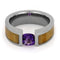 Tension Set Antique Amethyst Bamboo 6mm Comfort-Fit Titanium Wedding Band, Size 10