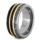 Gibeon Meteorite, Dinosaur Bone, Petrified Wood, 14k Yellow Gold 9mm Comfort-Fit Titanium Wedding Band