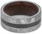 Dinosaur Bone, Gibeon Meteorite, Honduran Rosewood Burl 10mm Comfort-Fit Titanium Band, Size 12