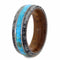 Turquoise, Deer Antler, Mesquite Wood Sleeve 7mm Comfort-Fit Brushed Titanium Wedding Band