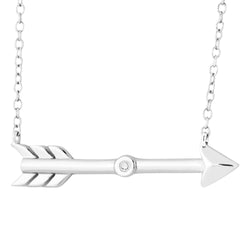 Diamond Arrow Pendant Necklace, Rhodium Plated Sterling Silver, 18"