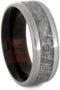 Gibeon Meteorite, Brushed Titanium 8mm Comfort-Fit Ironwood Band