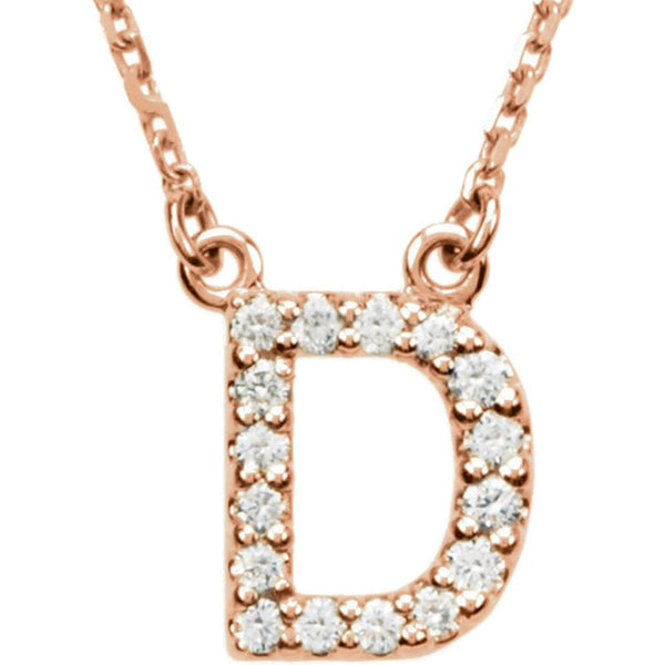 14k Rose Gold Diamond Initial 'D' 1/6 Cttw Necklace, 16" (GH Color, I1 Clarity)