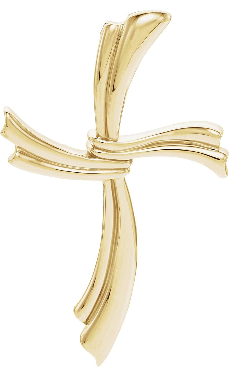 Modern Cross 14k Yellow Gold Pendant (49.25X30.50 MM)