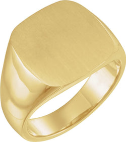 Men's Closed Back Square Signet Ring, 18k Yellow Gold (16mm)
