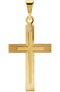 Line Pattern Inlay Cross 14k Yellow Gold Pendant (18X12MM)